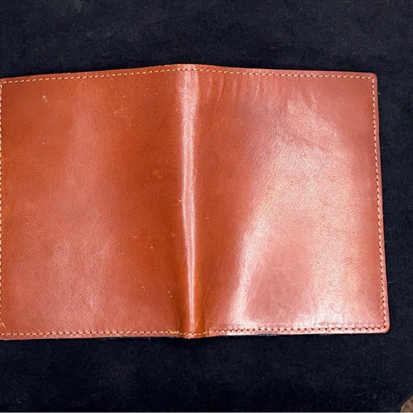 Vintage Tan Brown Italian Leather Folding Wallet Classic Bifold Western - Picture 7 of 11